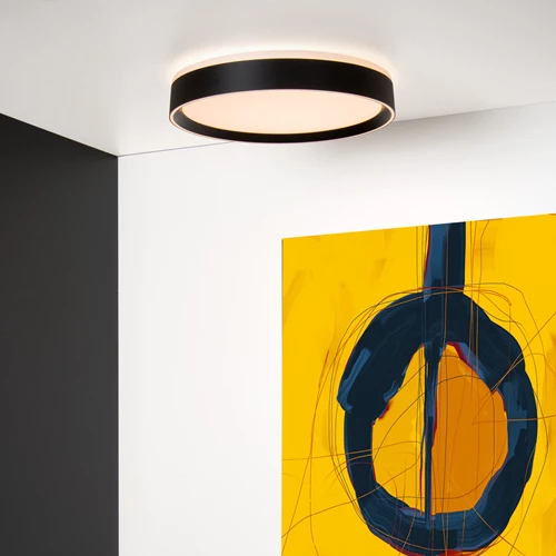 Lucide NURIA - Plafonnière - Ø 30 cm - LED 3 StepDim - 1x18W 2700K - Zwart - sfeer 1